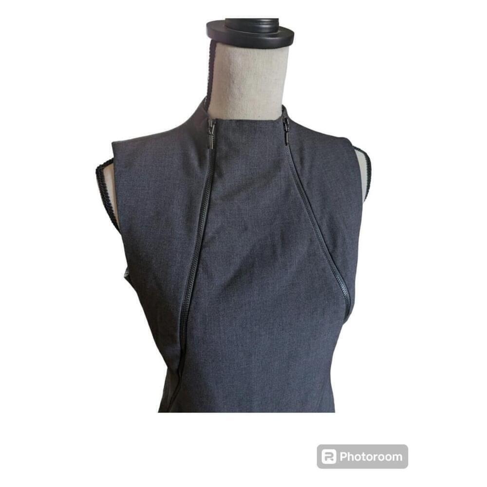 CALVIN KLEIN Solid Gray double Zipper Detail biz casual Lined Dress Size 6 - Picture 3 of 6
